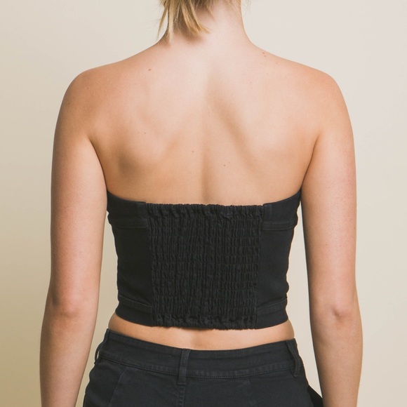 19 Denim Strapless Button Vest Top - Picture 4 of 5